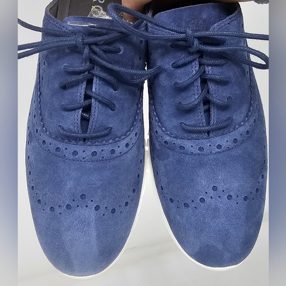 Cole Haan Zerogrand Wingtip Women's Blue Suede Leather Shoes Size 7B Excellent - Picture 2 of 16